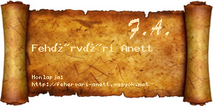 Fehérvári Anett névjegykártya