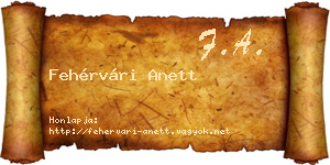 Fehérvári Anett névjegykártya